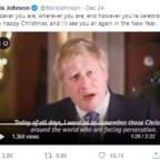 Boris Johnson nel suo messaggio di Natale ha esortato il mondo a ricordare la difficile situazione dei cristiani perseguitati